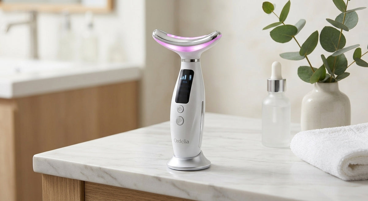 Ordelia™ GlowLift - Masajeador Facial y Cuello LED